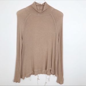 Free People Sheer Turtleneck Mauve